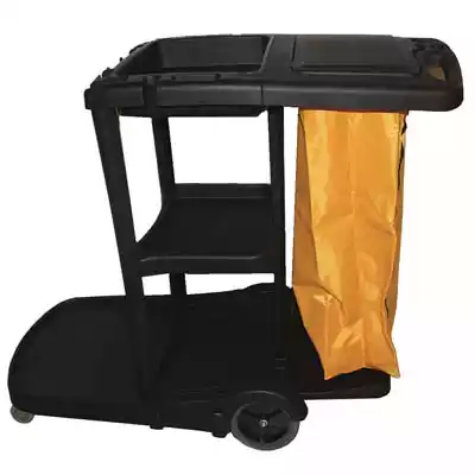 Picture of CLEANLINK JANITOR TROLLEY 3 TIER WITH LID BLACK