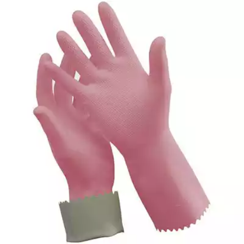 Picture of OATES SILVER LINED RUBBER GLOVES SIZE 8 PINK