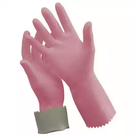Picture of OATES SILVER LINED RUBBER GLOVES SIZE 9 PINK
