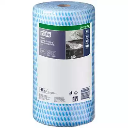 Picture of TORK 297402 HEAVY DUTY CLEANING CLOTH 300MM X 45M BLUE ROLL 90 SHEETS