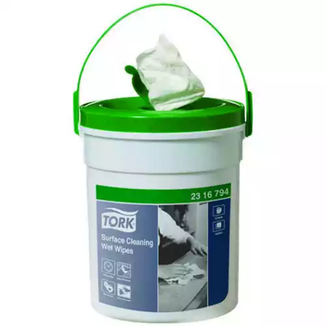 Picture of TORK 2316794 SURFACE CLEANING WET WIPES 1-PLY BUCKET 72 WIPES