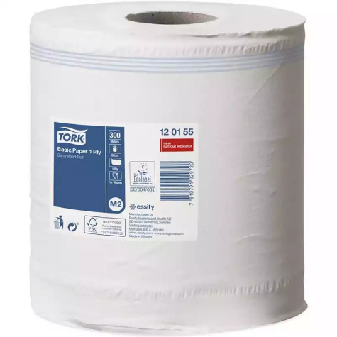 Picture of TORK 120155 M2 BASIC CENTREFEED PAPER TOWEL 1-PLY 200MM X 300M WHITE CARTON 6