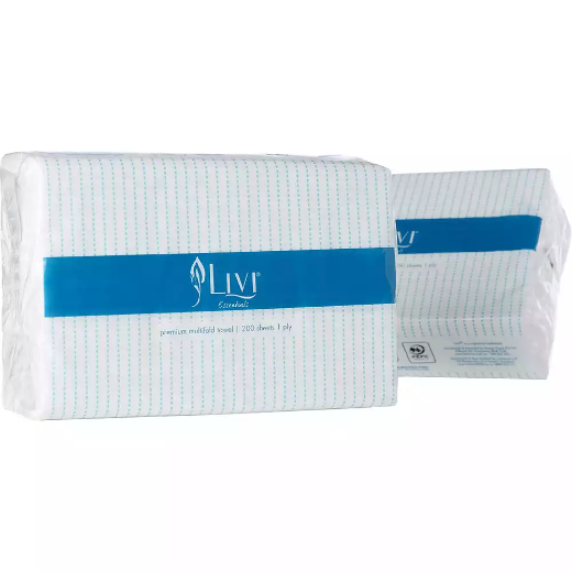 Picture of LIVI ESSENTIALS 1402 SLIMFOLD HAND TOWEL 1-PLY 200 SHEET 230 X 240MM CARTON 20