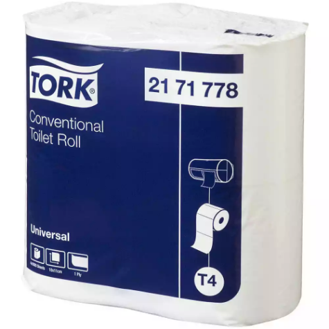 Picture of TORK T4 UNIVERSAL TOILET PAPER 1-PLY 1000 SHEET WHITE PACK 4