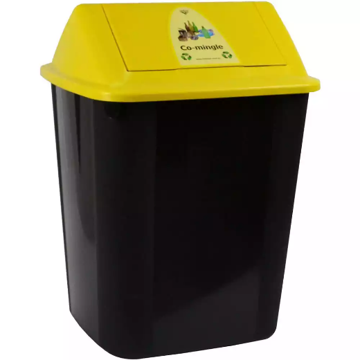 Picture of ITALPLAST SWING TOP WASTE SEPARATION BIN CO-MINGLE 32 LITRE BLACK/YELLOW