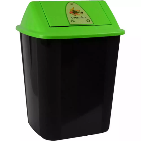 Picture of ITALPLAST SWING TOP WASTE SEPARATION BIN ORGANICS 32 LITRE BLACK/GREEN