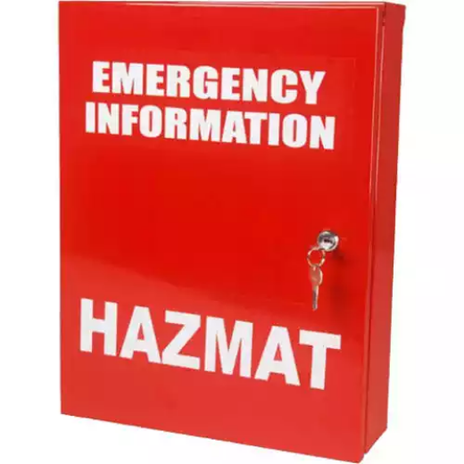 Picture of BRADY CABINET EMERGENCY INFORMATION HAZMAT SMALL RED