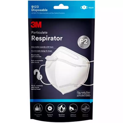 Picture of 3M 9123 P2 FACE MASK PARTICULATE RESPIRATOR WHITE PACK 1