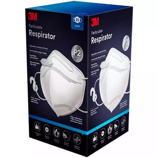 Picture of 3M 9123 P2 FACE MASK PARTICULATE RESPIRATOR WHITE PACK 25