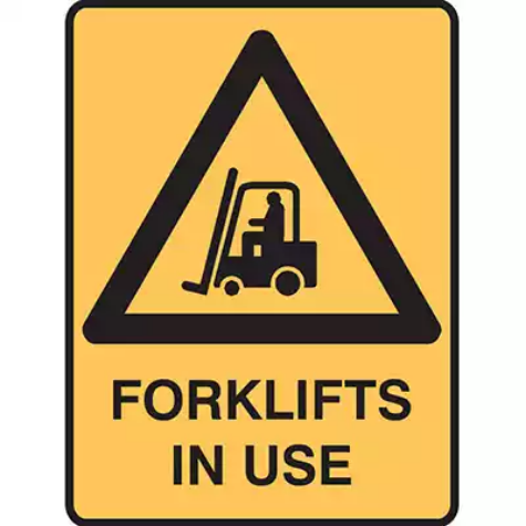 Picture of BRADY WARNING SIGN FORKLIFTS IN USE 450 X 300MM POLYPROPYLENE