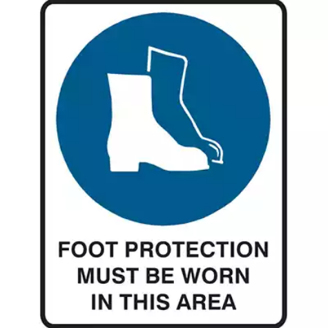 Picture of BRADY MANDATORY SIGN FOOT PROTECTION MUST BE WORN IN THIS AREA 450 X 300MM POLYPROPYLENE