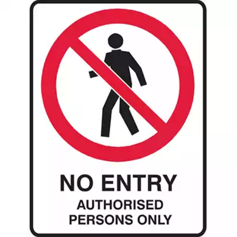 Picture of BRADY PROHIBITION SIGN NO ENTRY AUTHORISED PERSONS ONLY 450 X 300MM POLYPROPYLENE