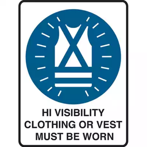 Picture of BRADY MANDATORY SIGN HI-VISIBILITY CLOTHING OR VEST MUST BE WORN 450 X 300MM POLYPROPYLENE