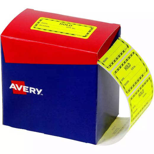 Picture of AVERY 932622 MESSAGE LABEL HOLD 75 X 36.1MM FLUORO YELLOW PACK 2000