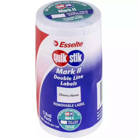 Picture of QUIKSTIK MARK II PRICING GUN LABEL REMOVABLE 1000 LABELS/ROLL 23 X 16MM WHITE PACK 5