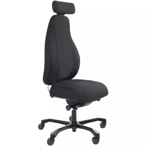 Picture of SERATI HIGH BACK CHAIR PRO-CONTROL SYNCHRO 2-D HEADREST BLACK ALUMINIUM BASE FOOTPLATES GABRIEL FIGHTER BLACK FABRIC