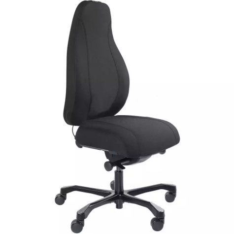 Picture of SERATI HIGH BACK CHAIR PRO-CONTROL SYNCHRO BLACK ALUMINIUM BASE FOOTPLATES GABRIEL FIGHTER BLACK FABRIC