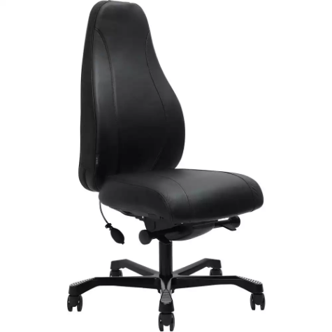 Picture of SERATI HIGH BACK CHAIR PRO-CONTROL SYNCHRO BLACK ALUMINIUM BASE FOOTPLATES NEO BLACK LEATHER