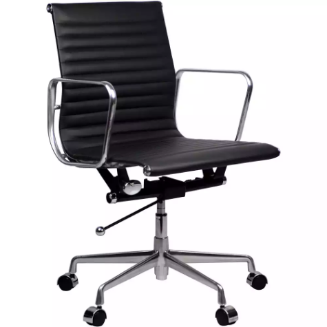 Picture of AERO MANAGERS CHAIR MEDIUM BACK ARMS LEATHER BLACK
