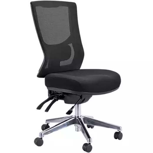 Picture of BURO METRO II 24/7 TASK CHAIR HIGH MESH BACK 3-LEVER POLISHED ALUMINIUM BASE BLACK