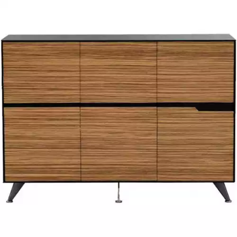 Picture of NOVARA CABINET 6 DOOR 1825 X 425 X 1750MM ZEBRANO TIMBER VENEER