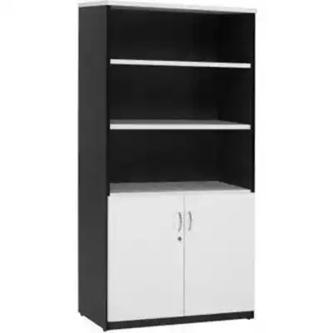 Picture of OXLEY HALF DOOR STATIONERY CUPBOARD 900 X 450 X 1800MM WHITE/IRONSTONE