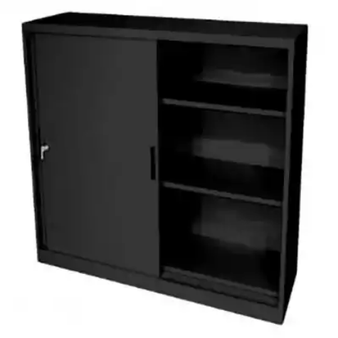Picture of STEELCO SLIDING DOOR CABINET 2 SHELVES 1015 X 914 X 465MM GRAPHITE RIPPLE