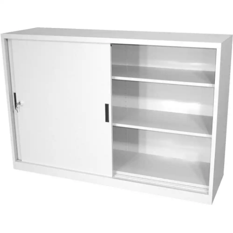 Picture of STEELCO SLIDING DOOR CABINET 2 SHELVES 1015 X 914 X 465MM WHITE SATIN