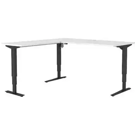 Picture of CONSET 501-43 ELECTRIC HEIGHT ADJUSTABLE L-SHAPED DESK 1800 X 800MM / 1800 X 600MM WHITE/BLACK