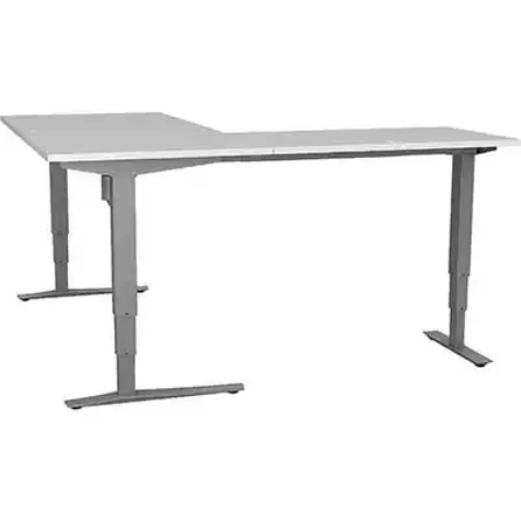 Picture of CONSET 501-43 ELECTRIC HEIGHT ADJUSTABLE L-SHAPED DESK 1800 X 800MM / 1800 X 600MM WHITE/SILVER