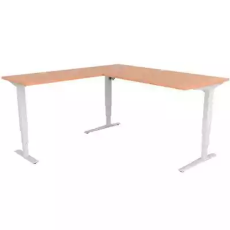 Picture of CONSET 501-43 ELECTRIC HEIGHT ADJUSTABLE L-SHAPED DESK 1800 X 800MM / 1800 X 600MM BEECH/WHITE