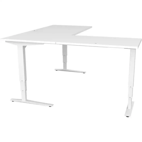 Picture of CONSET 501-43 ELECTRIC HEIGHT ADJUSTABLE L-SHAPED DESK 1800 X 800MM / 1800 X 600MM WHITE/WHITE