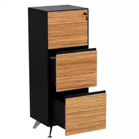 Picture of NOVARA FILING CABINET 3 DRAWER 487 X 425 X 1316MM ZEBRANO TIMBER VENEER