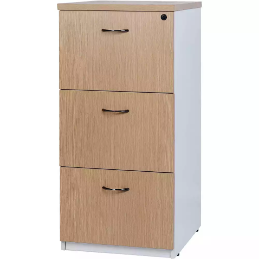 Picture of OXLEY FILING CABINET 3 DRAWER 475 X 550 X 1029MM OAK/WHITE