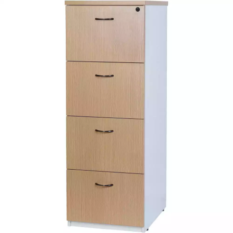 Picture of OXLEY FILING CABINET 4 DRAWER 475 X 550 X 1339MM OAK/WHITE