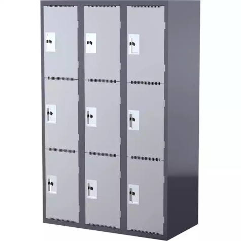 Picture of STEELCO SCHOOL HEAVY DUTY LOCKER 3 DOOR BANK OF 3 380MM DARK/LIGHT GREY