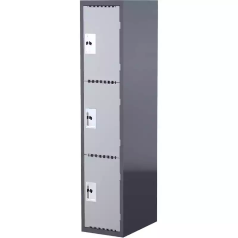 Picture of STEELCO SCHOOL HEAVY DUTY LOCKER 3 DOOR 380MM DARK/LIGHT GREY