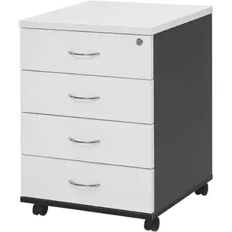 Picture of OXLEY MOBILE PEDESTAL 4-DRAWER LOCKABLE WHITE/IRONSTONE