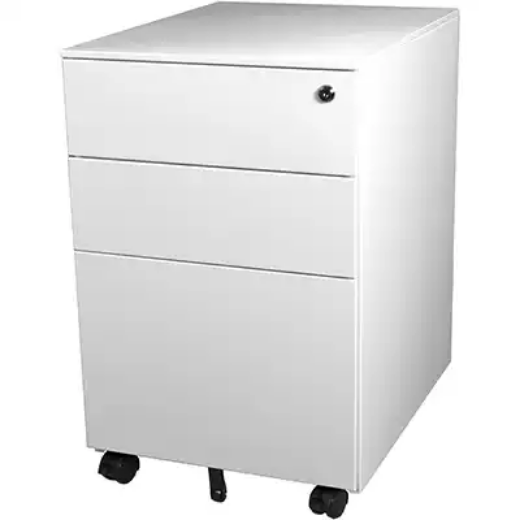 Picture of STEELCO TRIMLINE MOBILE PEDESTAL 3-DRAWER LOCKABLE 390 X 500 X 615MM WHITE SATIN