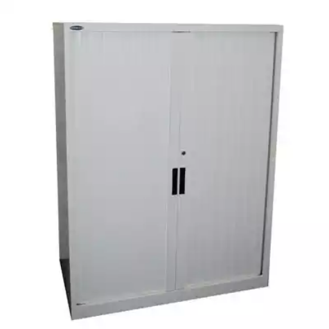 Picture of STEELCO TAMBOUR DOOR CABINET 2 SHELVES 1015H X 1200W X 463D MM WHITE SATIN