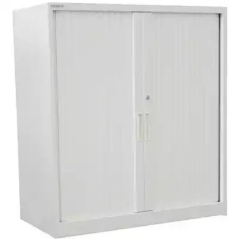 Picture of STEELCO TAMBOUR DOOR CABINET 2 SHELVES 1015H X 900W X 463D MM SILVER GREY