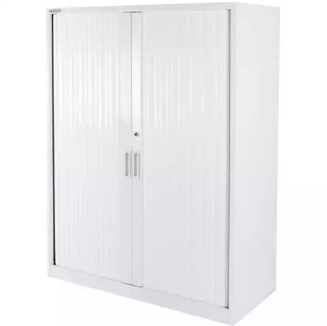 Picture of STEELCO TAMBOUR DOOR CABINET 3 SHELVES 1200H X 1200W X 463D MM WHITE SATIN