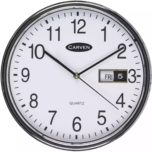 Picture of CARVEN WALL CLOCK WITH DATE 285MM SILVER FRAME