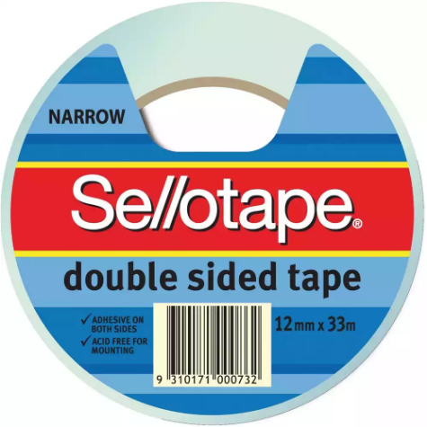 Picture of SELLOTAPE DOUBLE SIDED TAPE NARROW 12MM X 33M