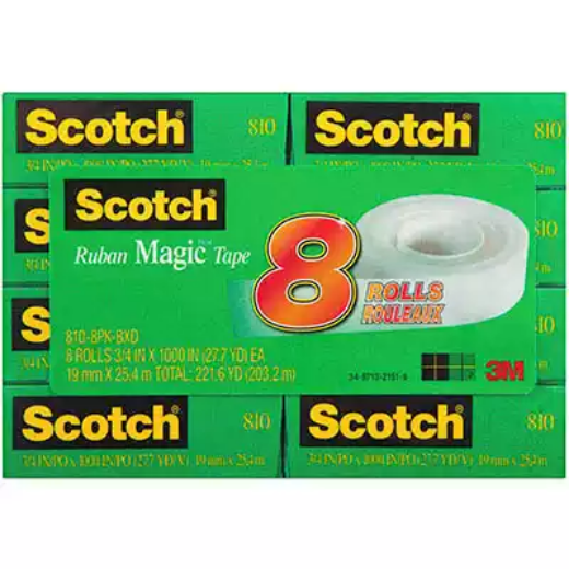 Picture of SCOTCH 810 MAGIC TAPE 19MM X 25M PACK 8