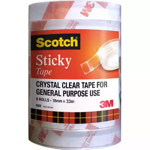 Picture of SCOTCH 502 STICKY TAPE 18MM X 33M PACK 8