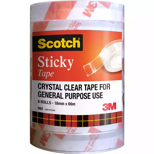 Picture of SCOTCH 502 STICKY TAPE 18MM X 66M PACK 8