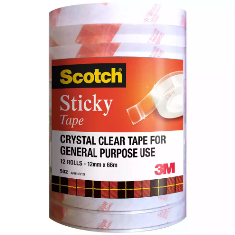 Picture of SCOTCH 502 STICKY TAPE 12MM X 66M PACK 12