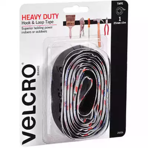 Picture of VELCRO BRAND STICK-ON HEAVY DUTY HOOK AND LOOP TAPE 25MM X 1M BLACK