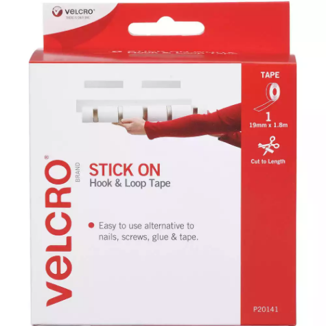 Picture of VELCRO BRAND STICK-ON HOOK AND LOOP TAPE 19MM X 1.8M WHITE